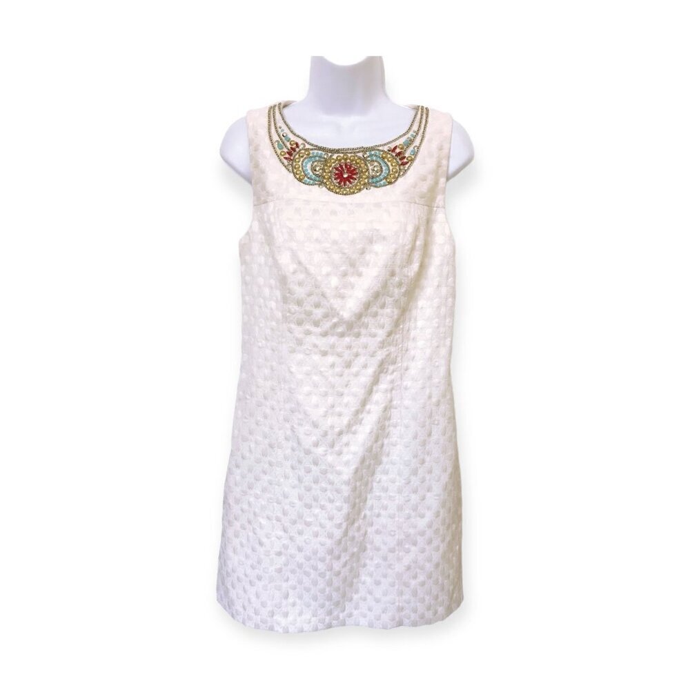 Laundry by Shelli Segal White Jeweled Sheath Dress, SUMMER SALE-LIMITED TIME